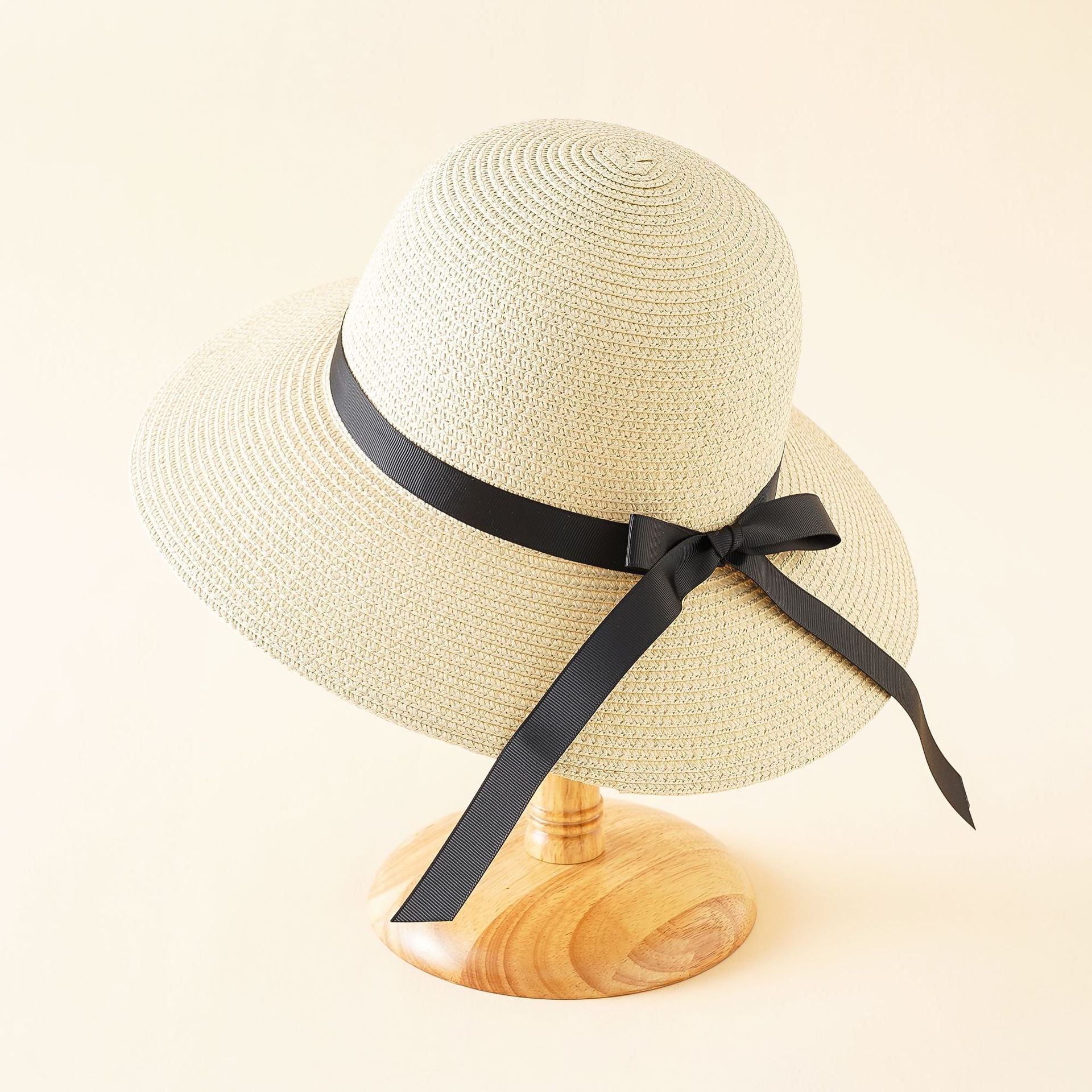 Zonnehoed Dames | Strohoed | Brede Rand | Zwart Lint-Boutique Moda