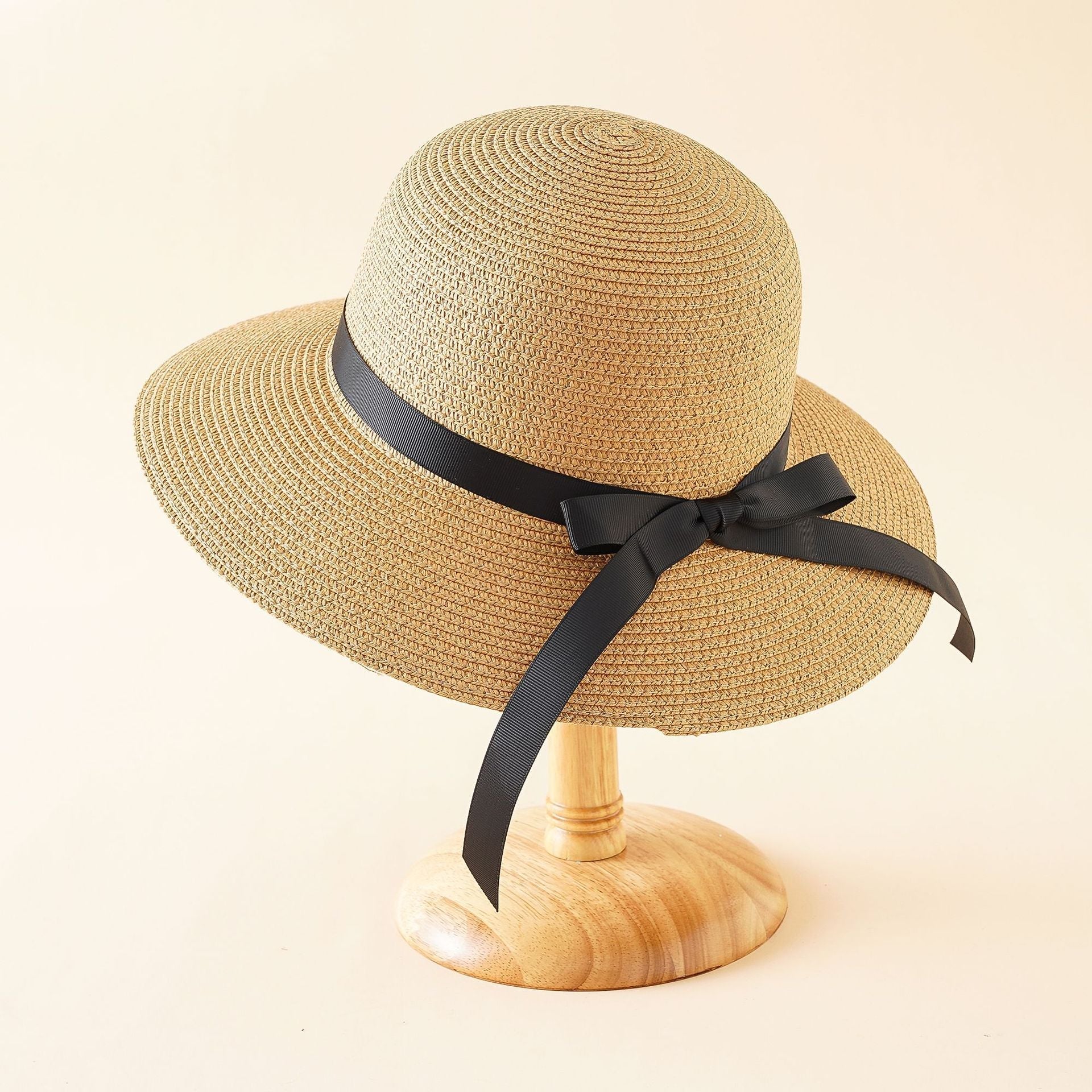 Zonnehoed Dames | Strohoed | Brede Rand | Zwart Lint-Boutique Moda