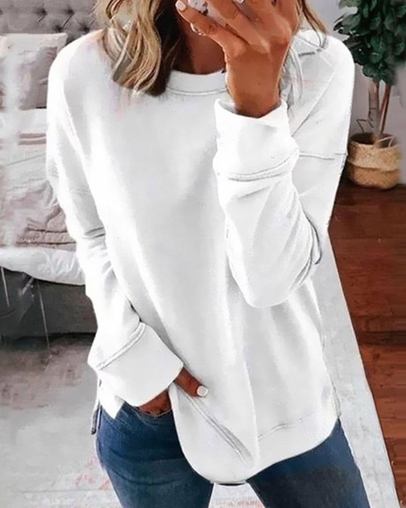 Zweethemd | Ronde Hals | Lange Mouwen | Oversized Sweatshirt | Dameskleding-Boutique Moda