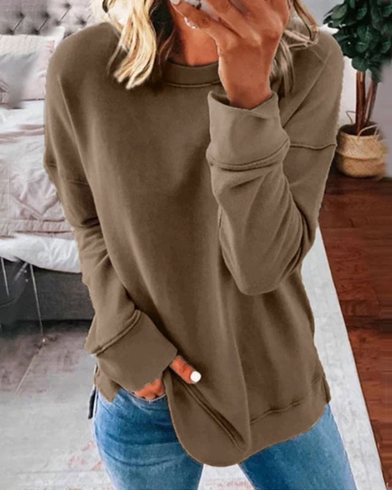 Zweethemd | Ronde Hals | Lange Mouwen | Oversized Sweatshirt | Dameskleding-Boutique Moda