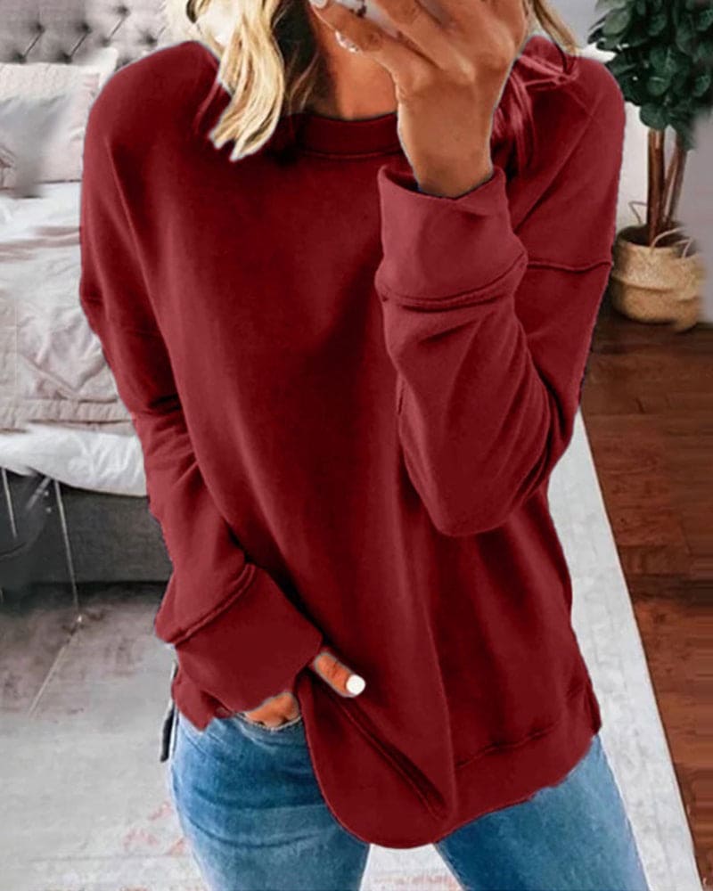 Zweethemd | Ronde Hals | Lange Mouwen | Oversized Sweatshirt | Dameskleding-Boutique Moda