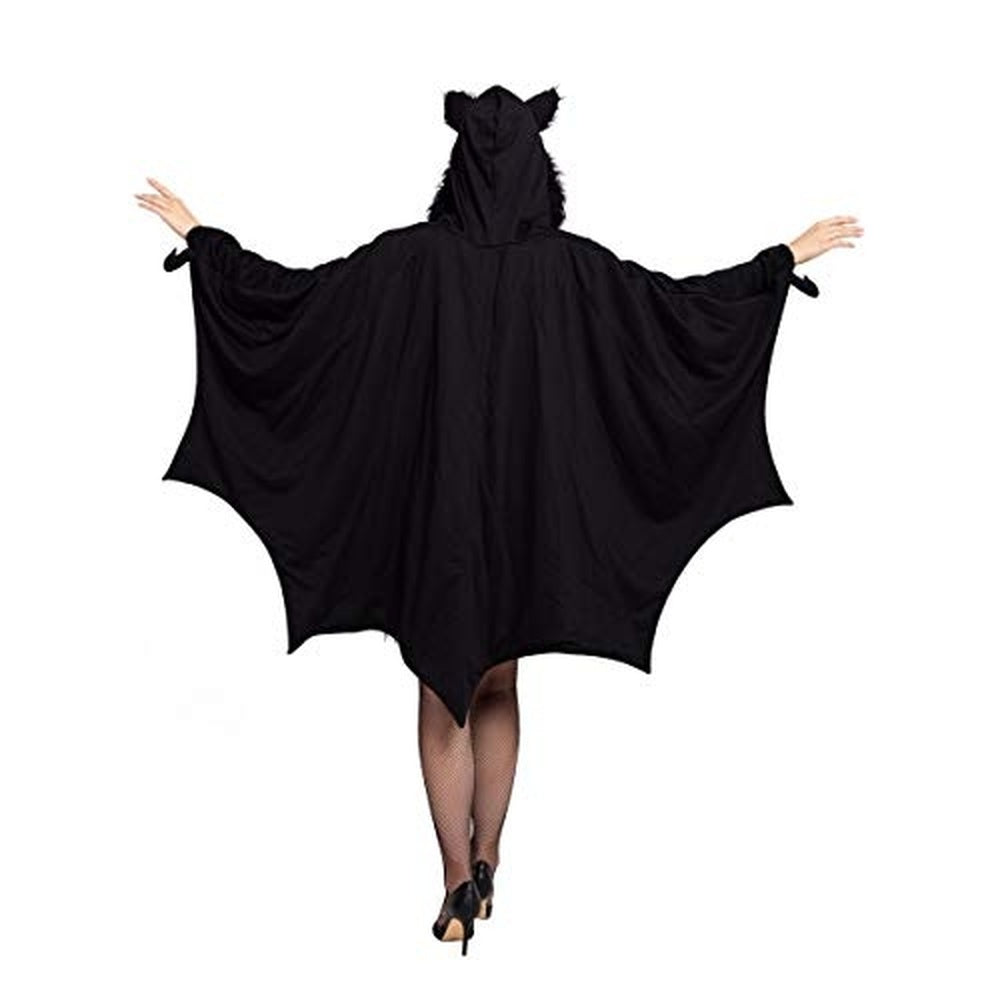 Zwarte vleermuis jurk met vleugels, achterkant