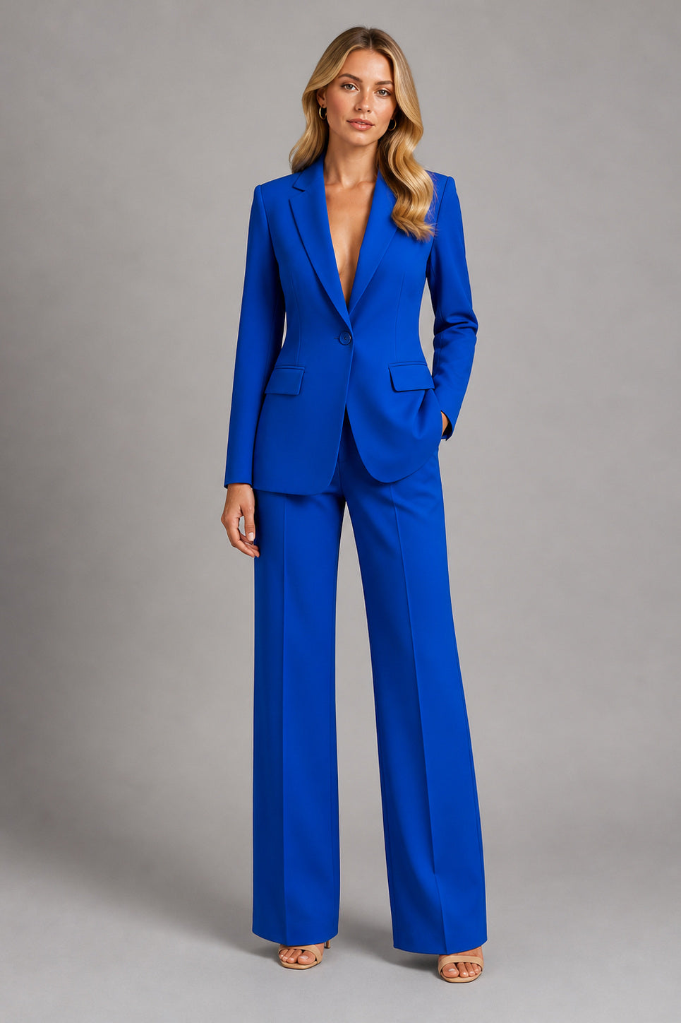 Broekpak dames | Tweedelig pak met blazer en wijde pijpen | Damespak-Boutique Moda