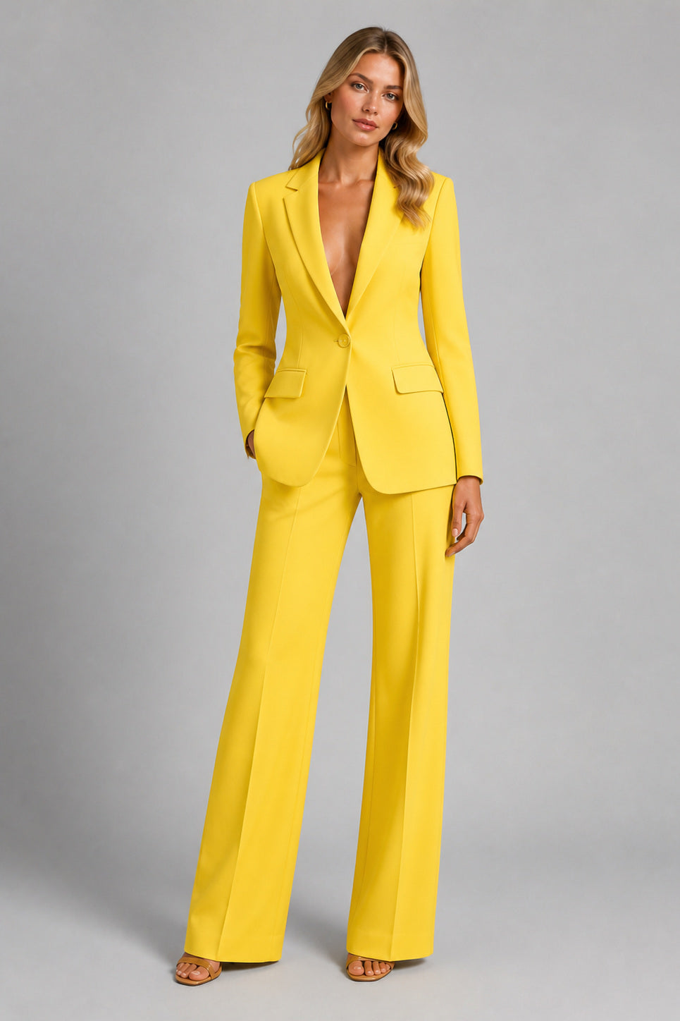 Broekpak dames | Tweedelig pak met blazer en wijde pijpen | Damespak-Boutique Moda