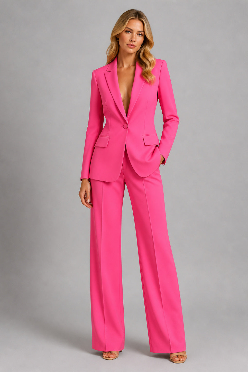 Broekpak dames | Tweedelig pak met blazer en wijde pijpen | Damespak-Boutique Moda
