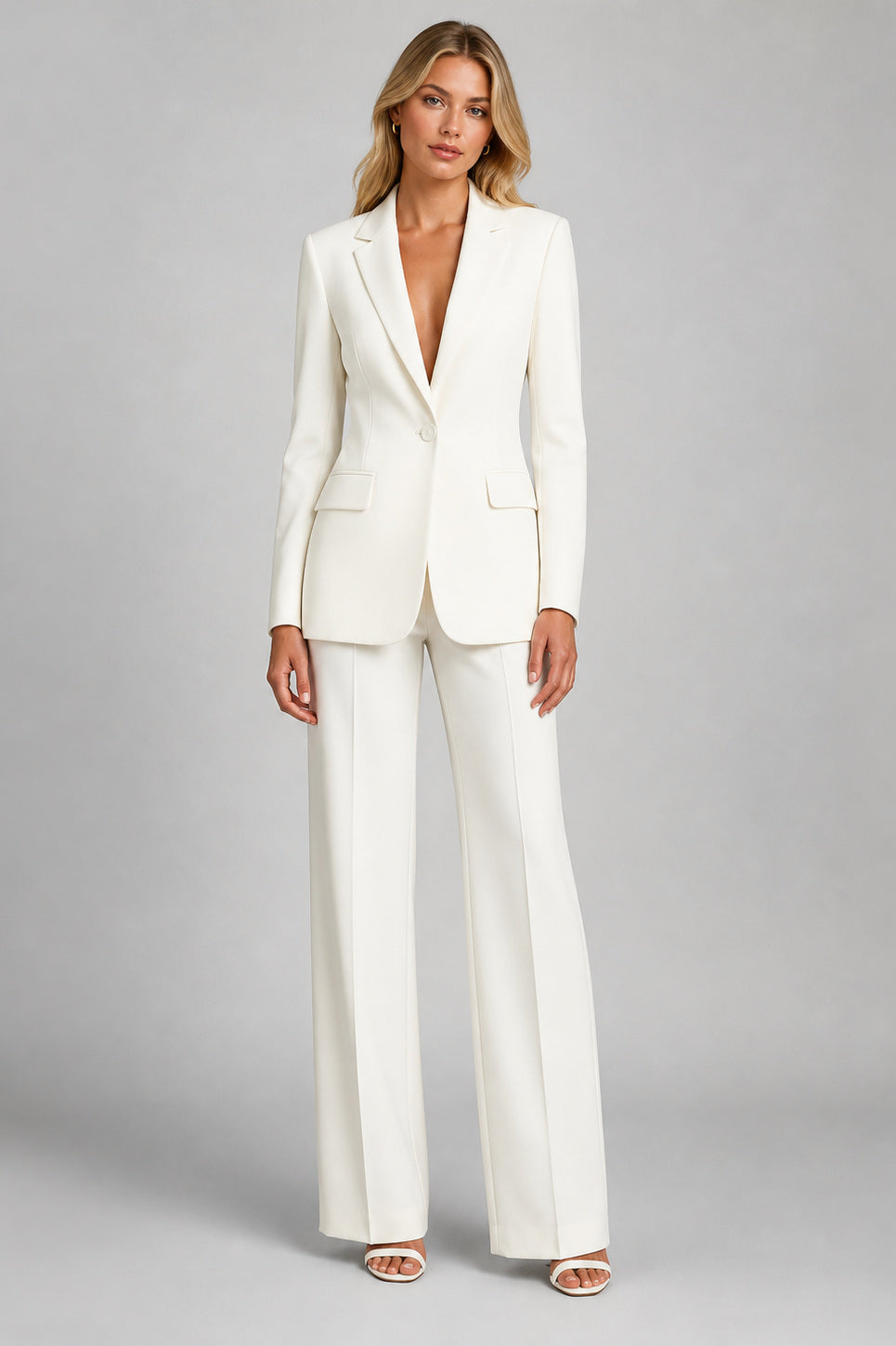 Broekpak dames | Tweedelig pak met blazer en wijde pijpen | Damespak-Boutique Moda