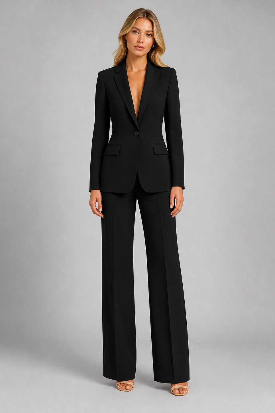 Broekpak dames | Tweedelig pak met blazer en wijde pijpen | Damespak-Boutique Moda