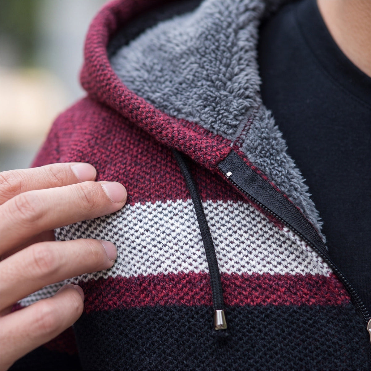 Gestreept Vest met Capuchon Heren | Teddyvoering | 5 Kleuren