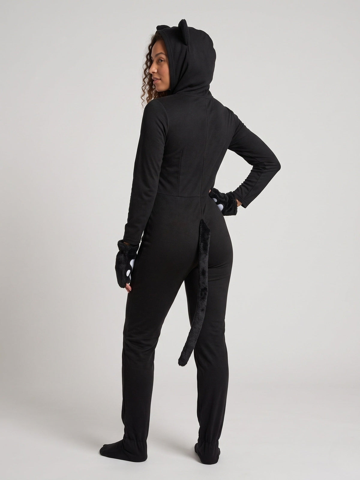Katten onesie, achterkant met staart