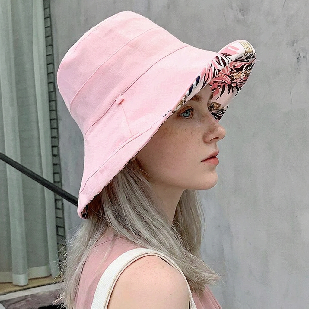 Zonnehoed dames in roze met brede rand - Boutique Moda