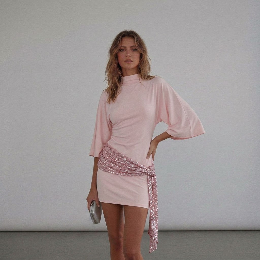 Feestjurk Dames | Mini | Paillettensjerp | Open Rug-Boutique Moda