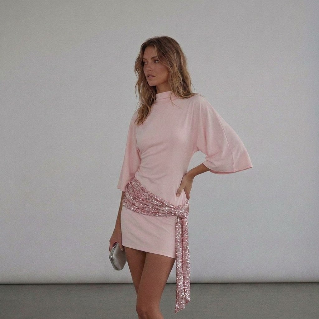 Feestjurk Dames | Mini | Paillettensjerp | Open Rug-Boutique Moda