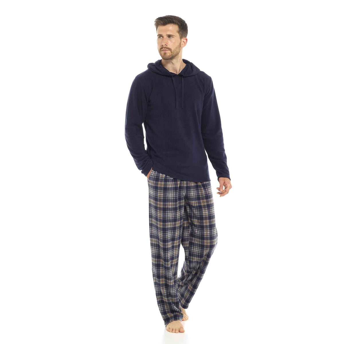 Fleece Pyjama Heren met Capuchon | Geruite Broek | 2 Kleuren