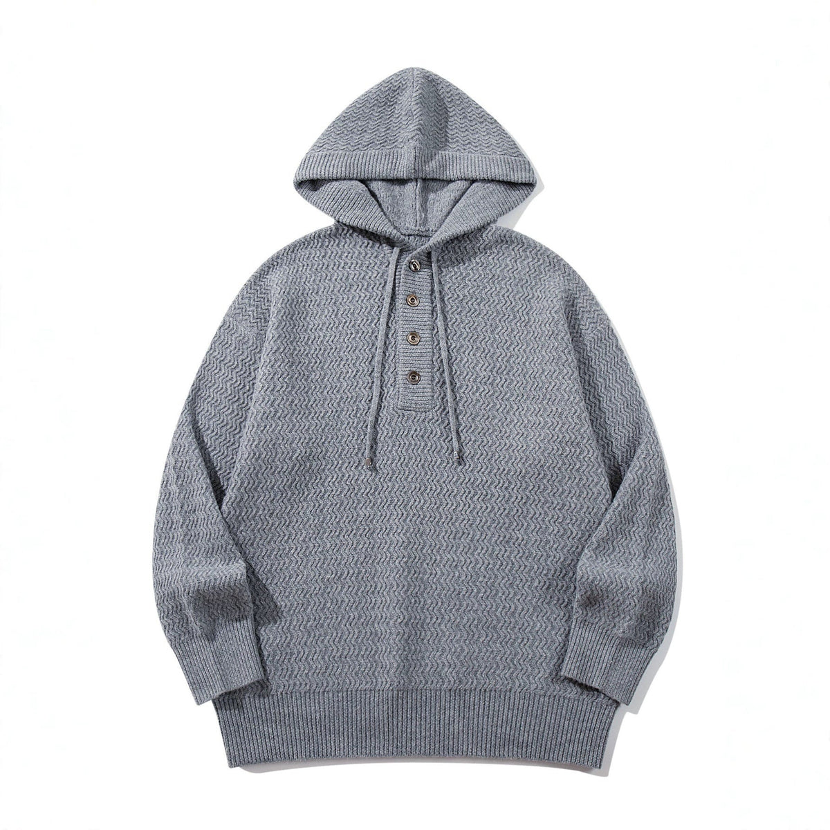 Gebreide Hoodie Heren met Knoopsluiting | Structuurbreisel | 3 Kleuren