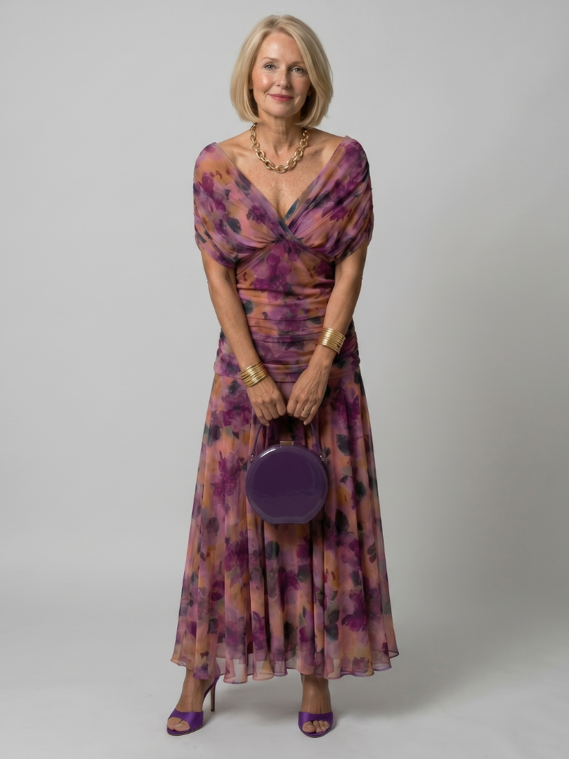Bruiloft Gast Jurk | Maxi | Off-Shoulder | V-hals-Boutique Moda