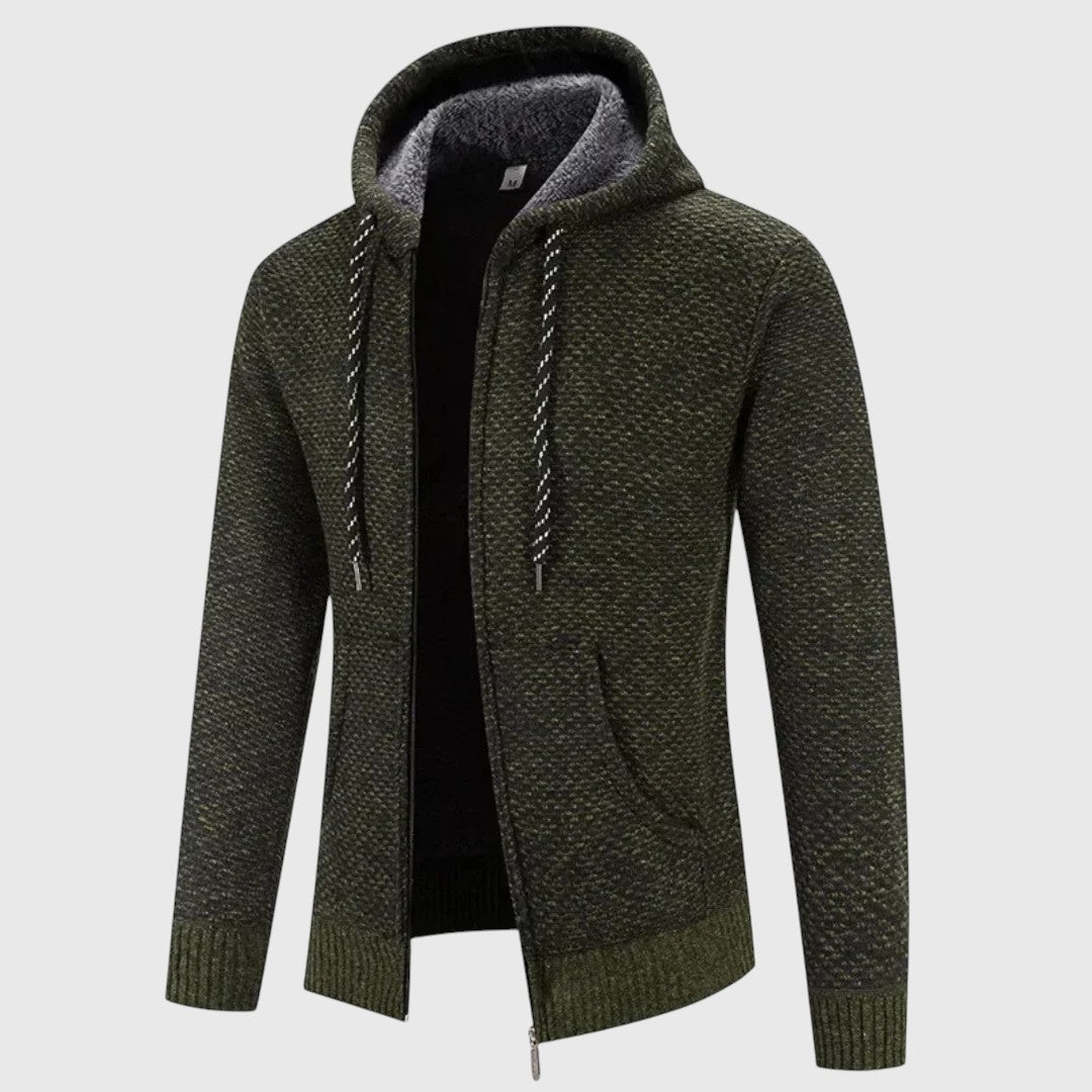 Gebreid Vest met Capuchon Heren | Gevoerd | Rits | Grof Breisel