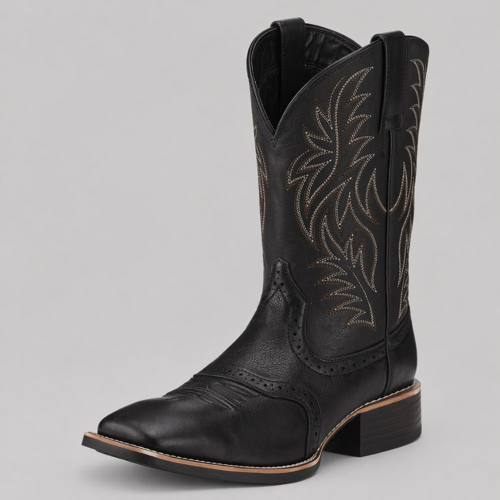 Cowboylaarzen Heren met Hoge Schacht | Vierkante Neus | Siersteken | 2 Kleuren