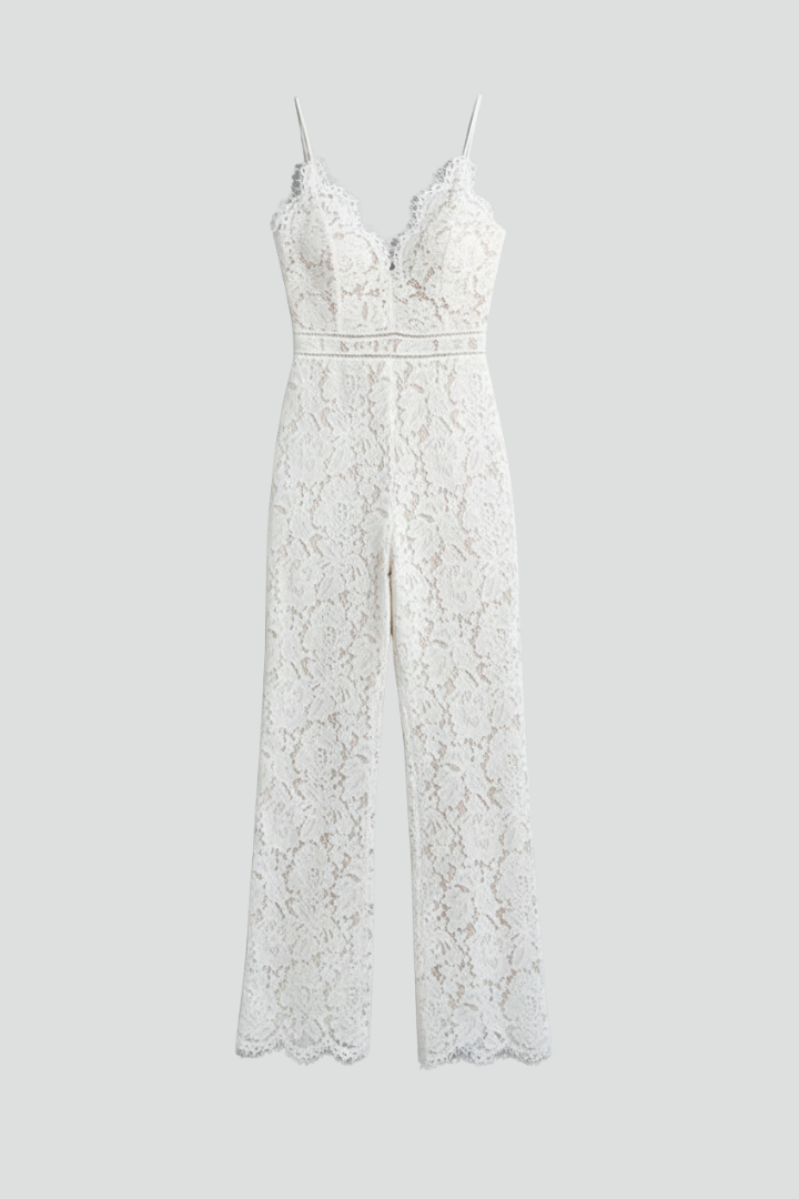 Jumpsuit Dames | Kant | Mouwloos | Wijde Pijpen-Boutique Moda