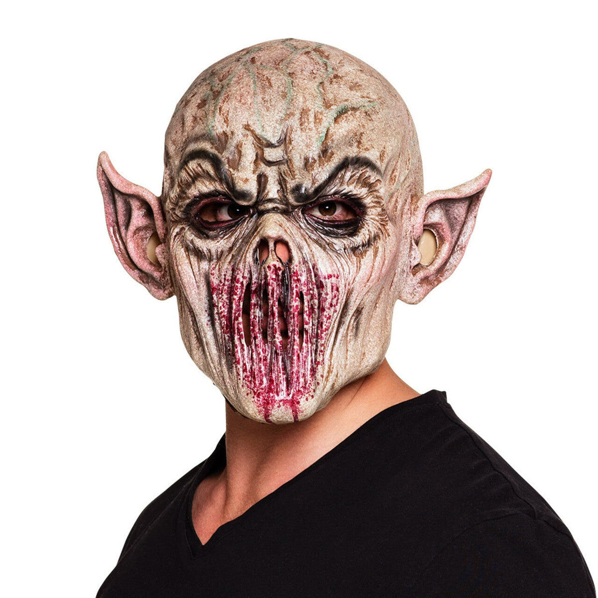 Alien Monster Masker | Latex | Volledig Hoofd | Puntoren | Beige