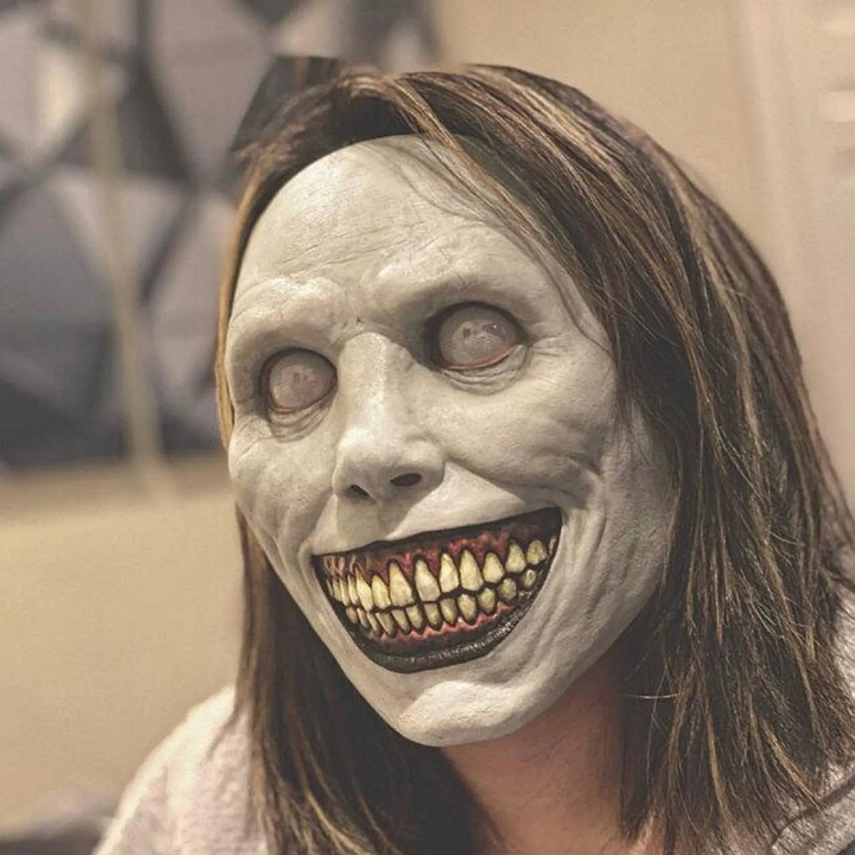 Grijnzend Demonen Masker | Latex | Wit of Groen | Halloween
