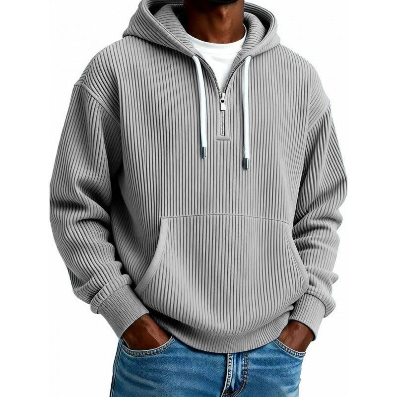 Half Zip Hoodie Heren met Ribstructuur | Hoge Kraag | 10 Kleuren