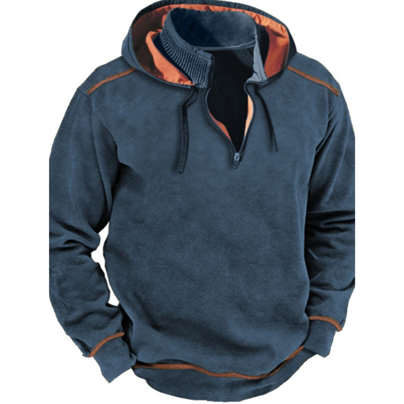 Half Zip Hoodie Heren met Contrastbies | 4 Kleuren