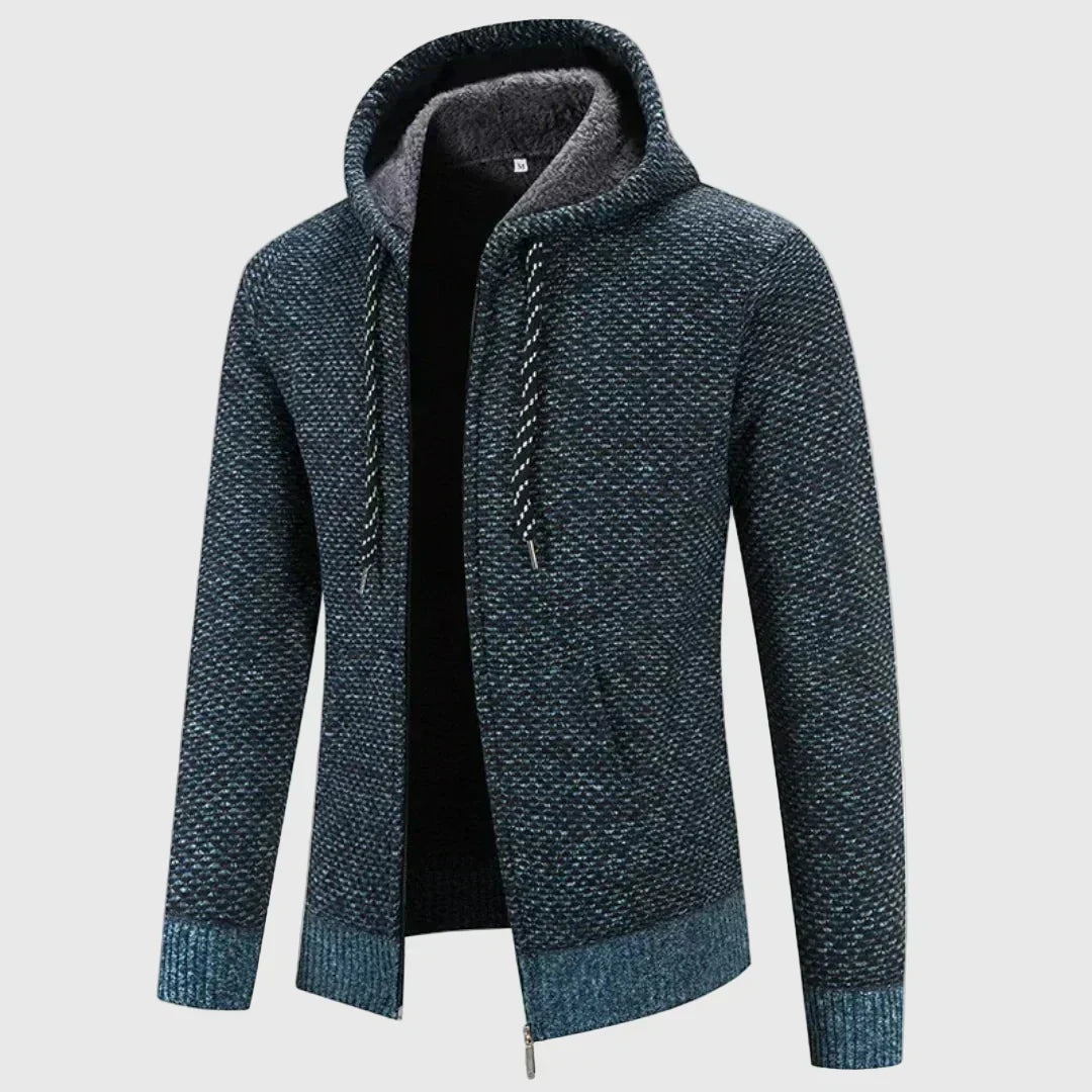 Gebreid Vest met Capuchon Heren | Gevoerd | Rits | Grof Breisel
