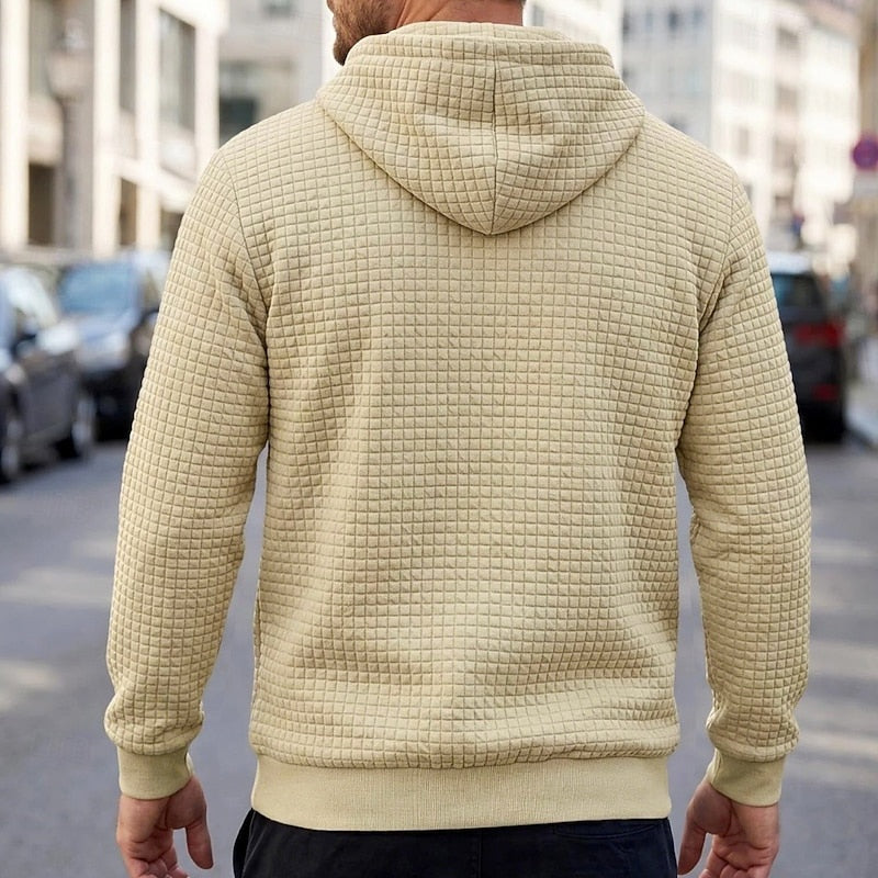 Hoodie Heren met Ruitstructuur | Borstembleem | 4 Kleuren