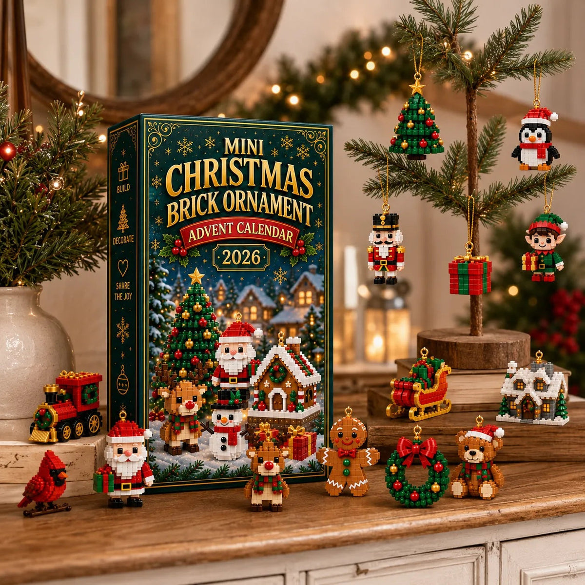 Adventskalender met 24 Mini Bouwsets | Kersthangers om te Bouwen