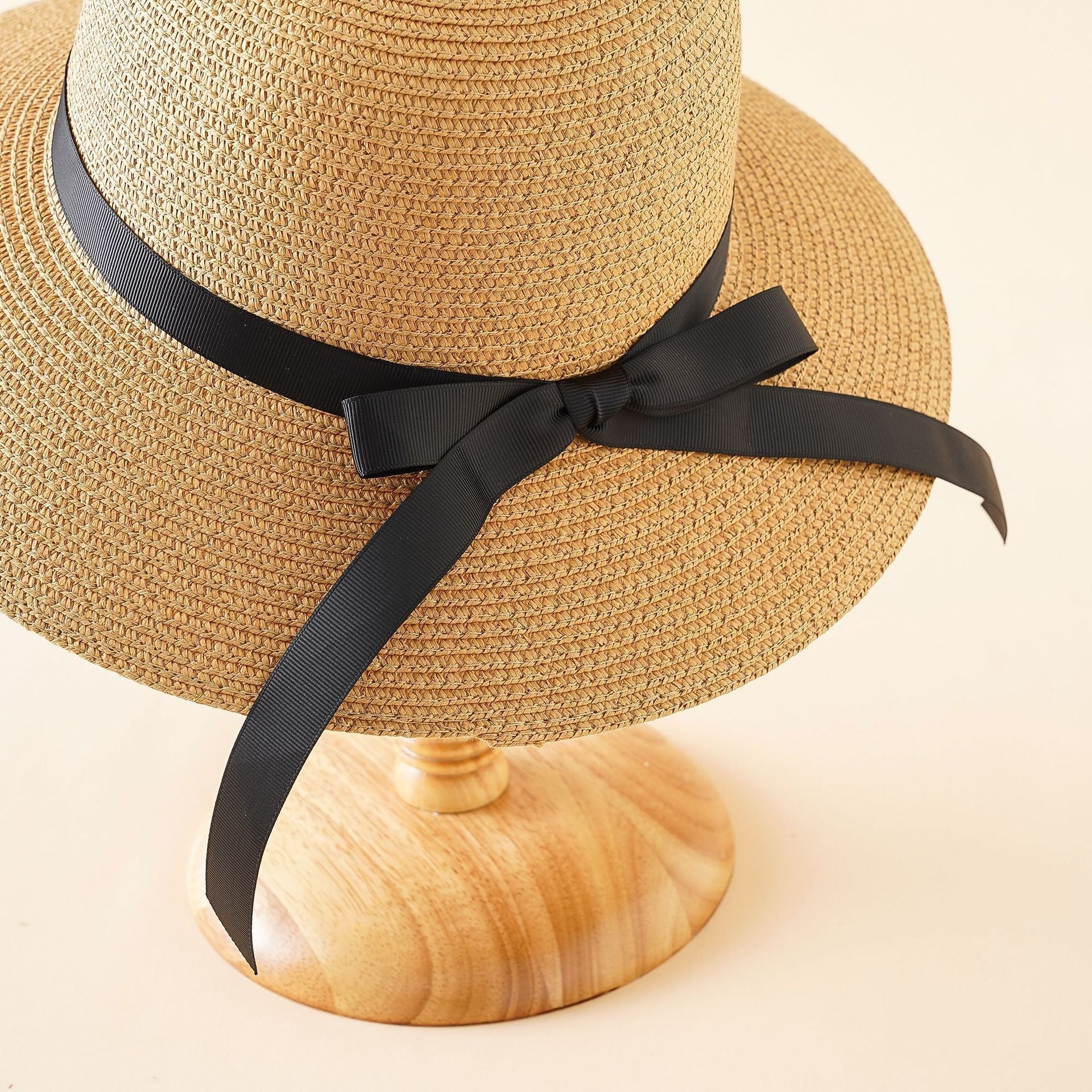 Zonnehoed dames strohoed in bruin van opzij - Boutique Moda