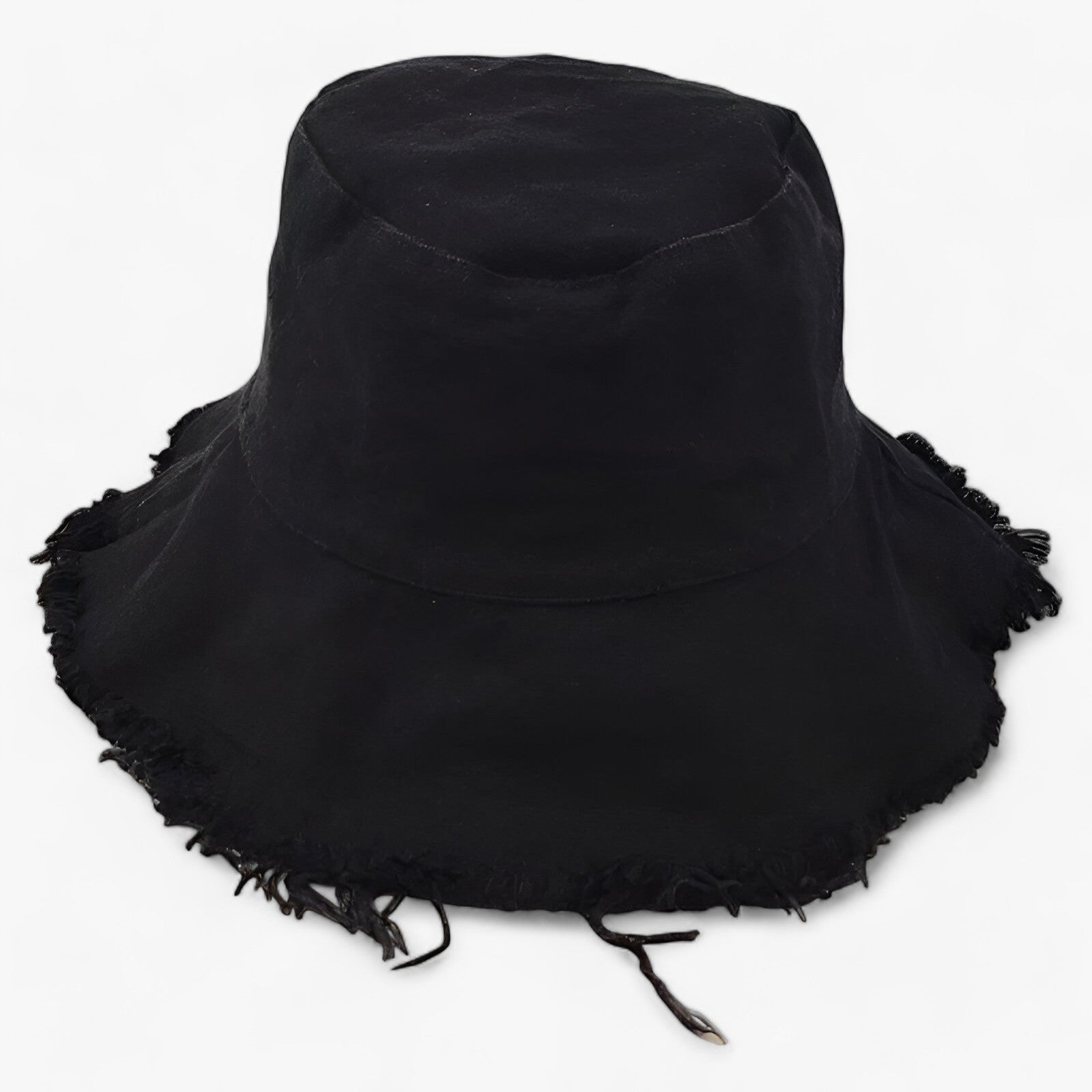 Vissershoed unisex in het zwart met gerafelde rand - Boutique Moda