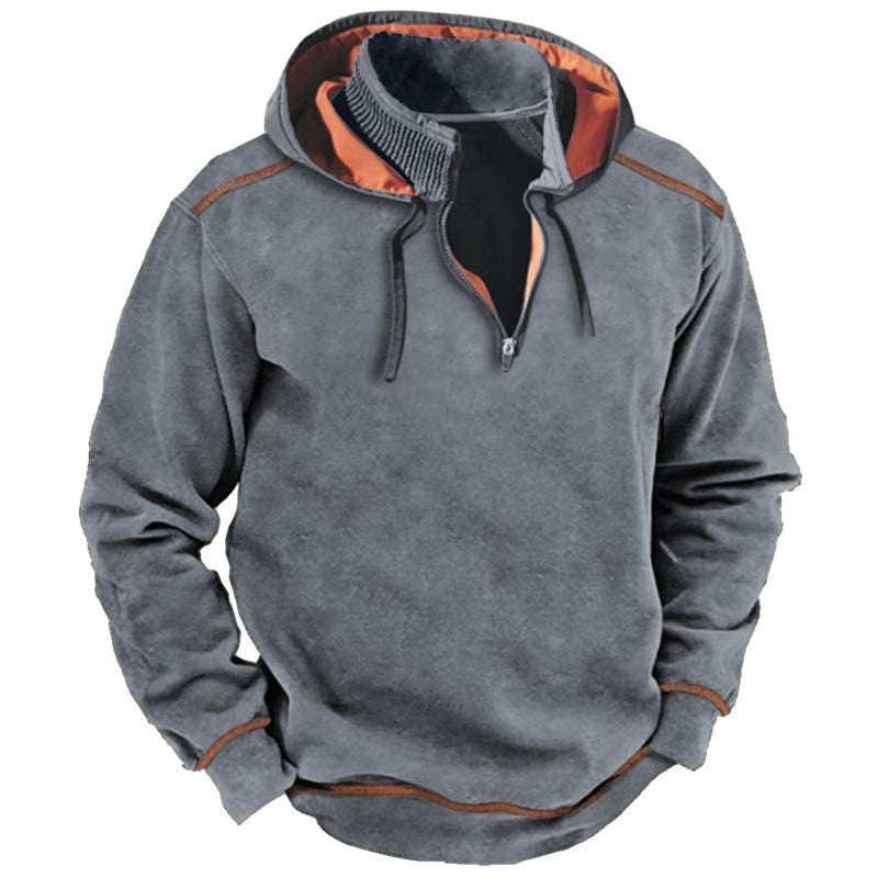 Half Zip Hoodie Heren met Contrastbies | 4 Kleuren