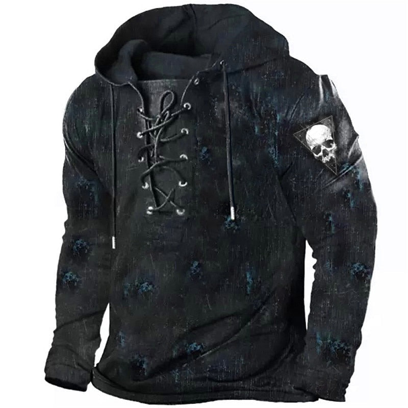 Doodskop Hoodie Heren | Vetersluiting Hals | 4 Designs