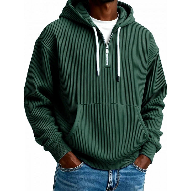 Half Zip Hoodie Heren met Ribstructuur | Hoge Kraag | 10 Kleuren