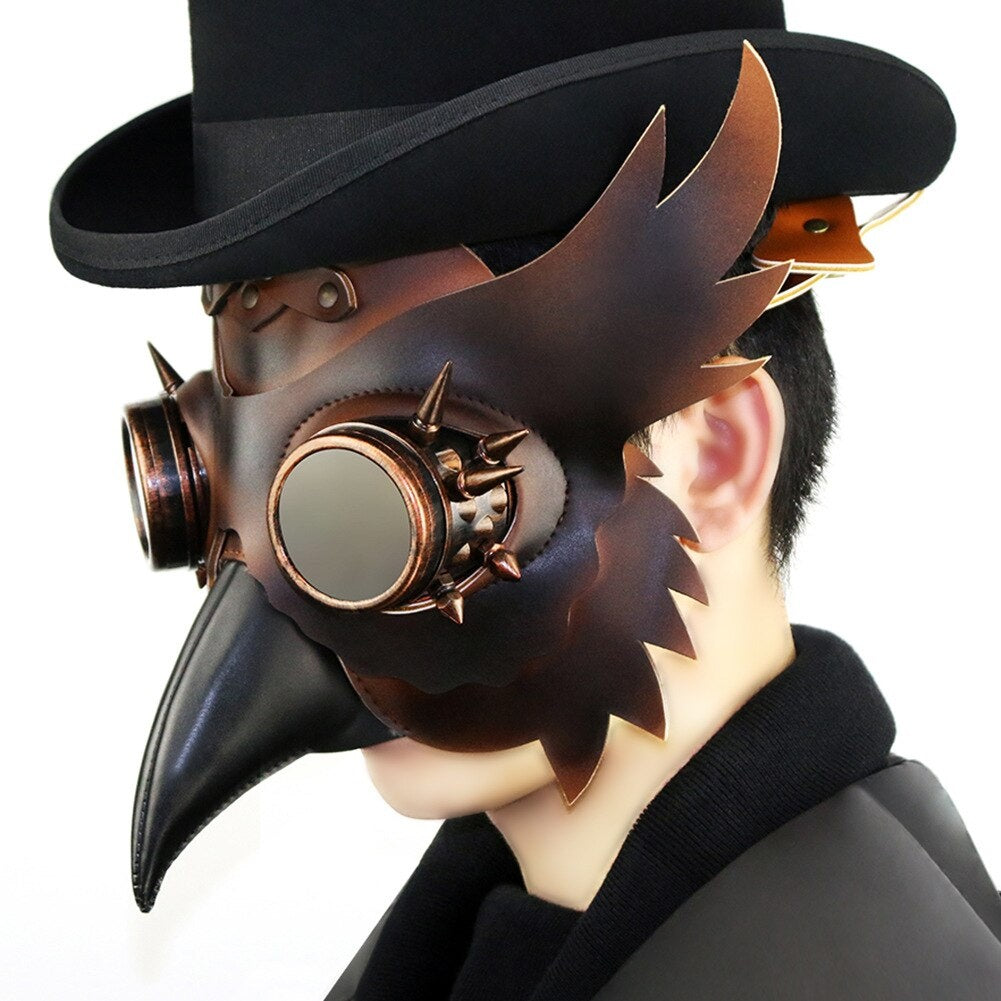 Uil Pestdokter Masker | Steampunk | Kunstleer | Brillenogen | Bruin