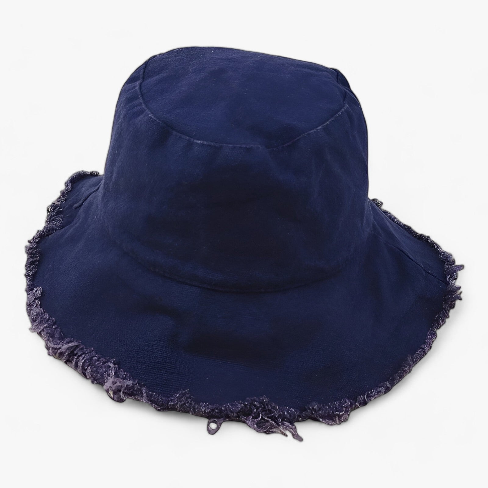 Vissershoed unisex in marineblauw met gerafelde rand - Boutique Moda