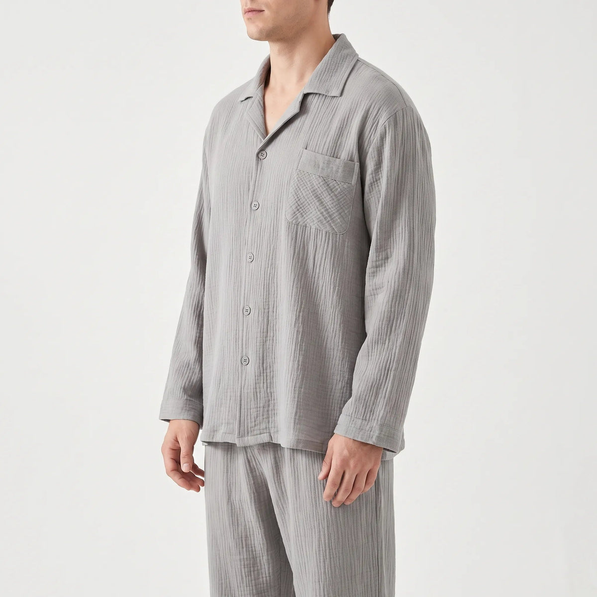 Mousseline Pyjama Heren | Reverskraag | 4 Kleuren