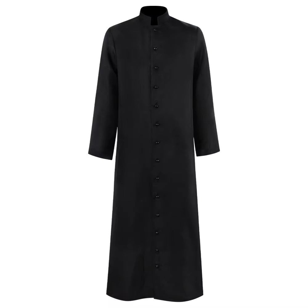 Priester Kostuum Heren | Soutane | Opstaande Kraag | Knoopsluiting