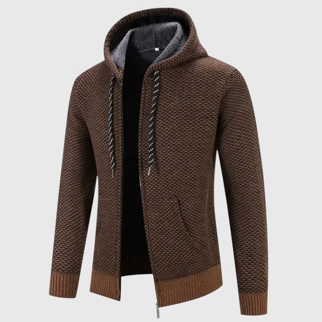Gebreid Vest met Capuchon Heren | Gevoerd | Rits | Grof Breisel