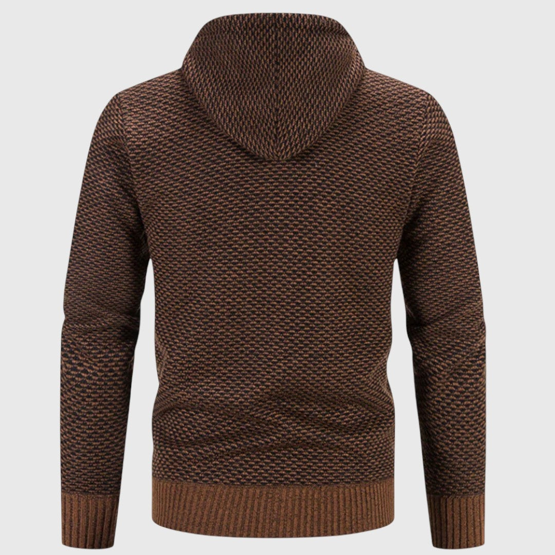 Gebreid Vest met Capuchon Heren | Gevoerd | Rits | Grof Breisel