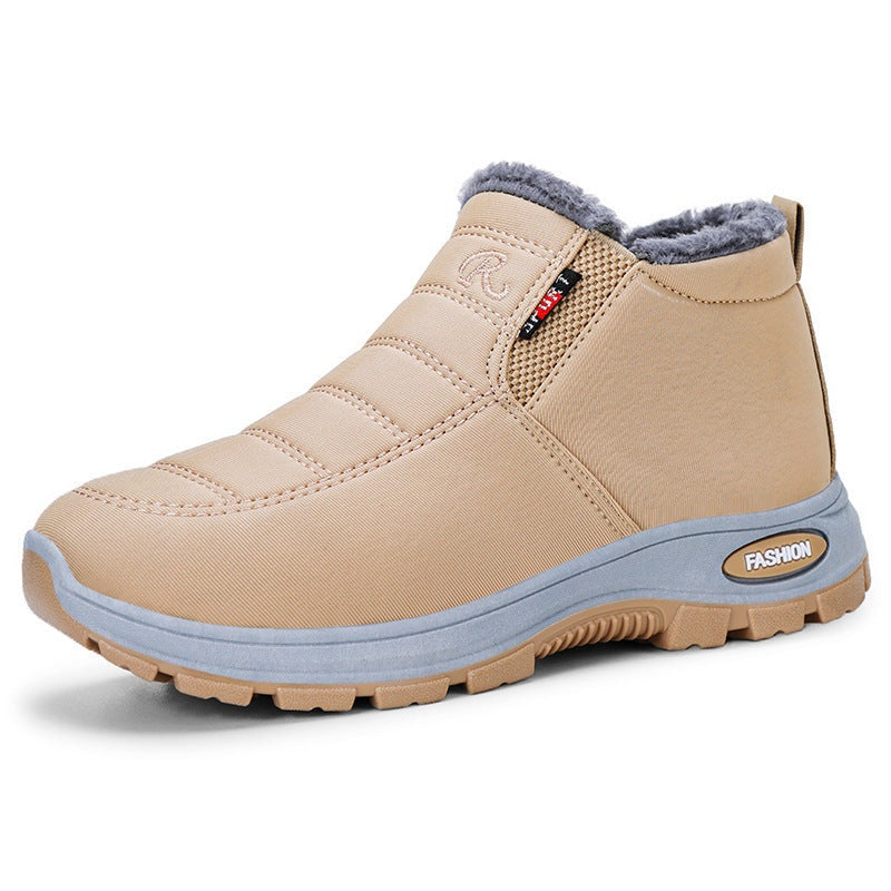 Beige enkellaars met grijze voering en lichtblauwe zool, los gefotografeerd | Boutique Moda