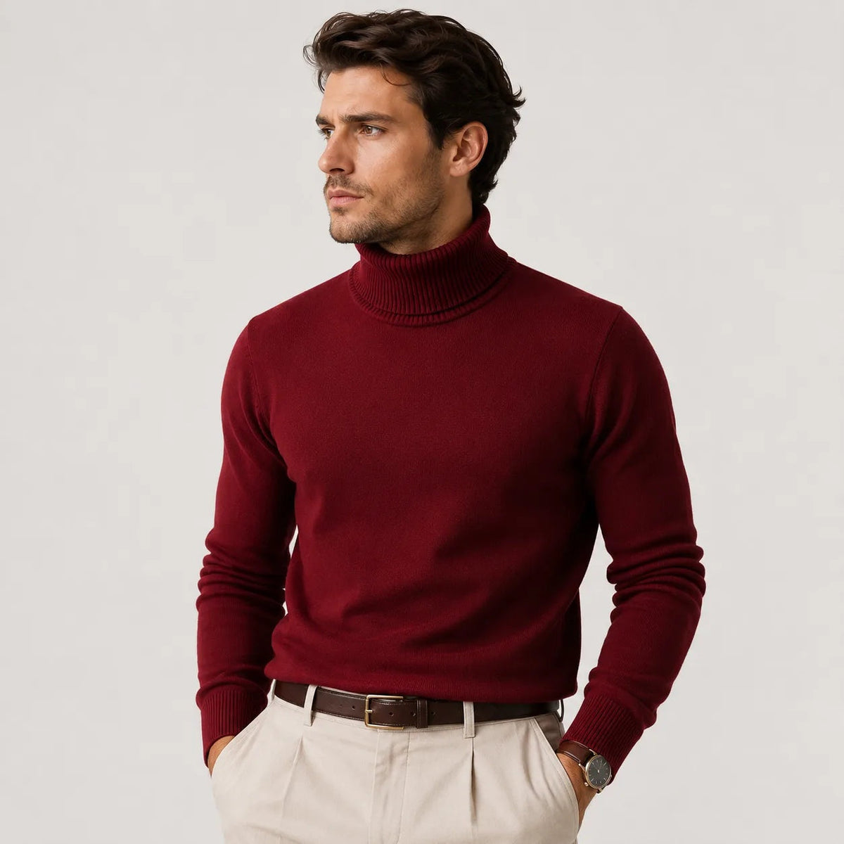 Gebreide Coltrui Heren | Geribde Col | Regular Fit | Fijngebreid
