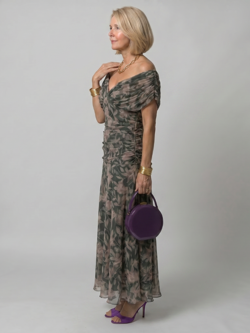 Bruiloft Gast Jurk | Maxi | Off-Shoulder | V-hals-Boutique Moda