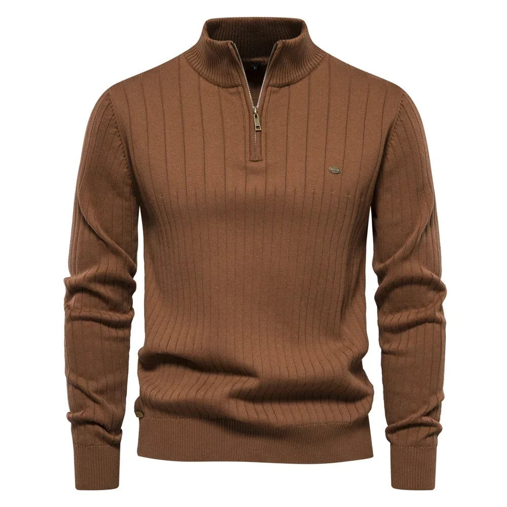 Trui met Halve Rits Heren | Ribgebreid | Opstaande Kraag | 5 Kleuren
