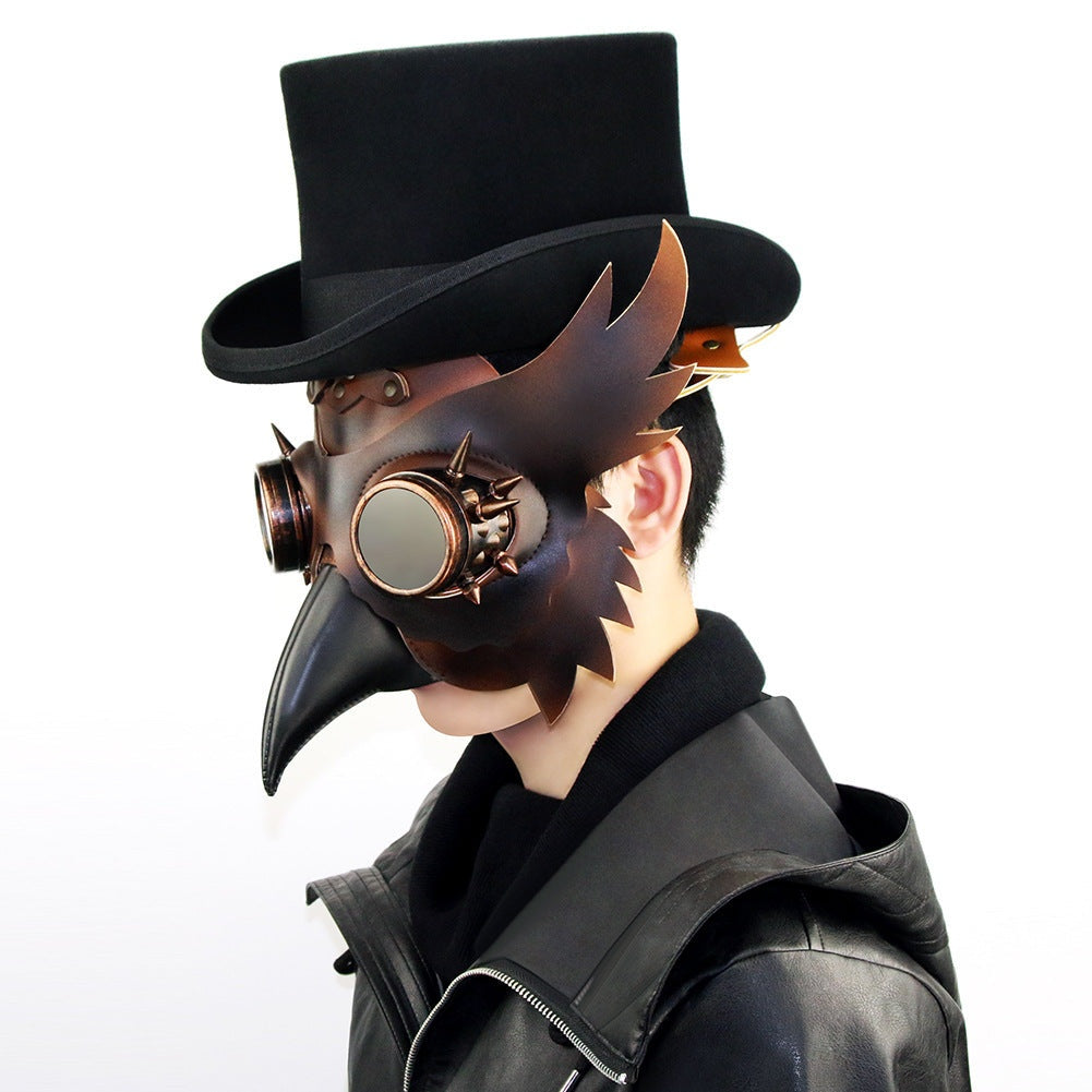 Uil Pestdokter Masker | Steampunk | Kunstleer | Brillenogen | Bruin