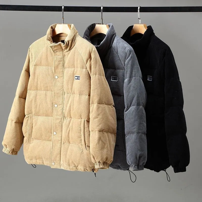 Corduroy Pufferjas Heren | Opstaande Kraag | Gewatteerd | 3 Kleuren