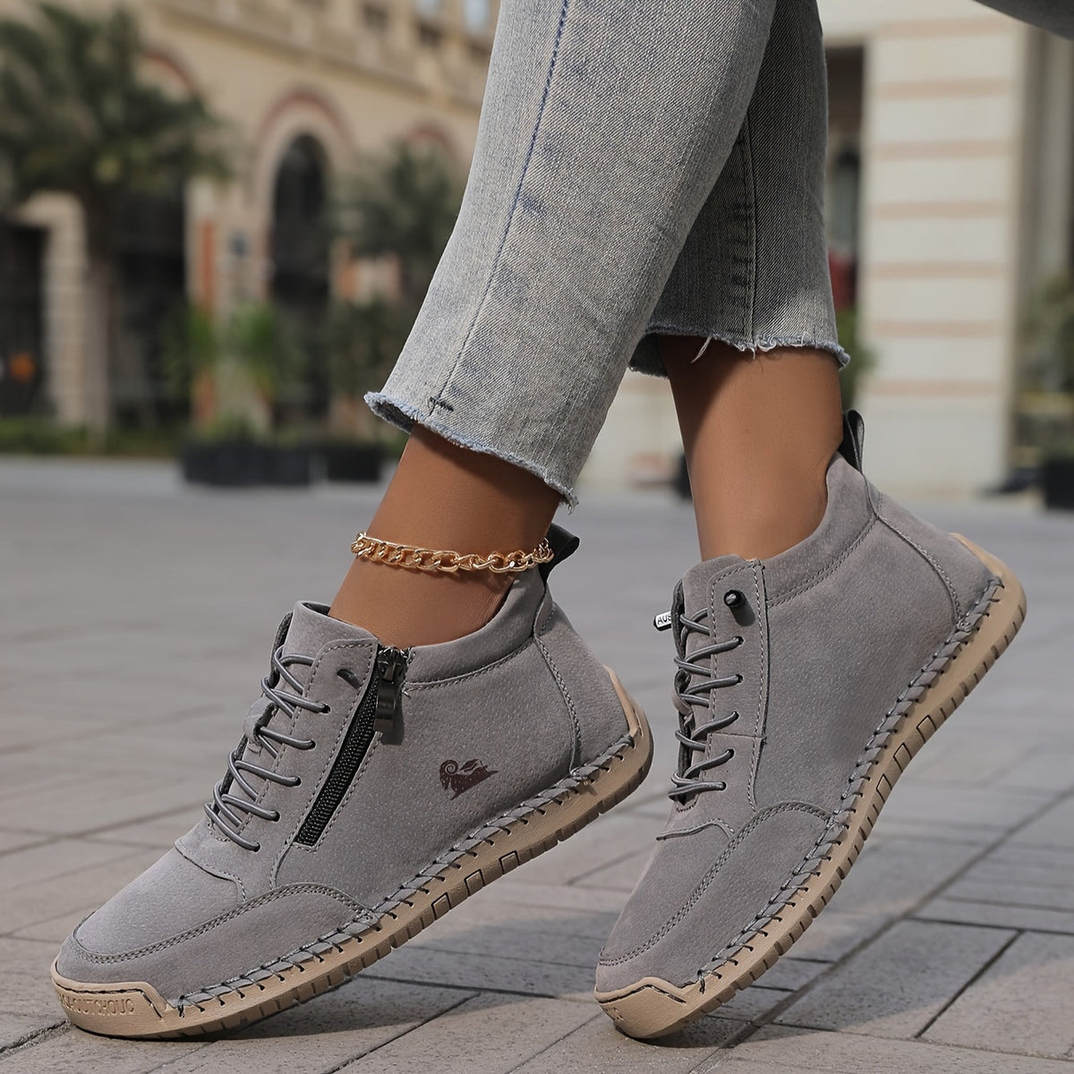 Sneakers Dames met Rits | Handgestikt | 12 Kleuren