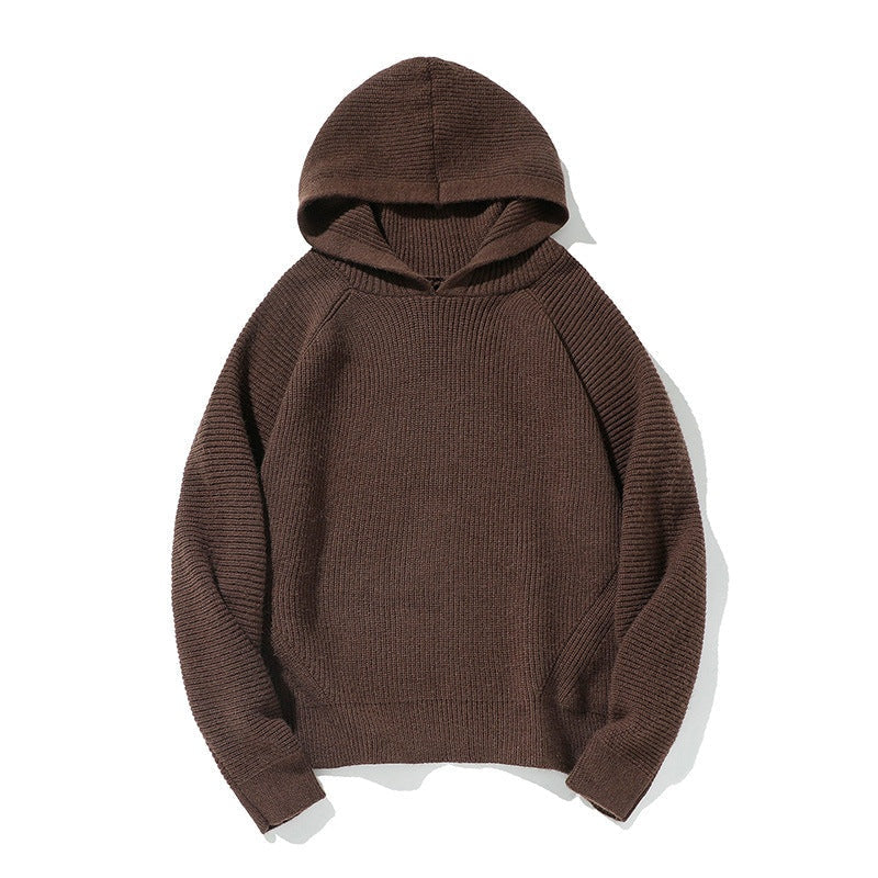 Gebreide Raglan Hoodie Heren | Ribmouwen | 3 Kleuren