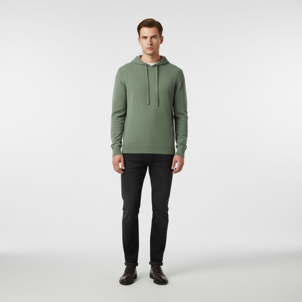 Gebreide Hoodie Heren met Platte Koorden | 5 Kleuren