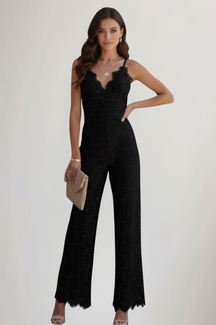 Jumpsuit Dames | Kant | Mouwloos | Wijde Pijpen-Boutique Moda